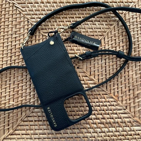 NWT Bandolier Emma Crossbody Black Phone Case IPhone 15 Pro Max Leather MagSafe - Picture 2 of 12
